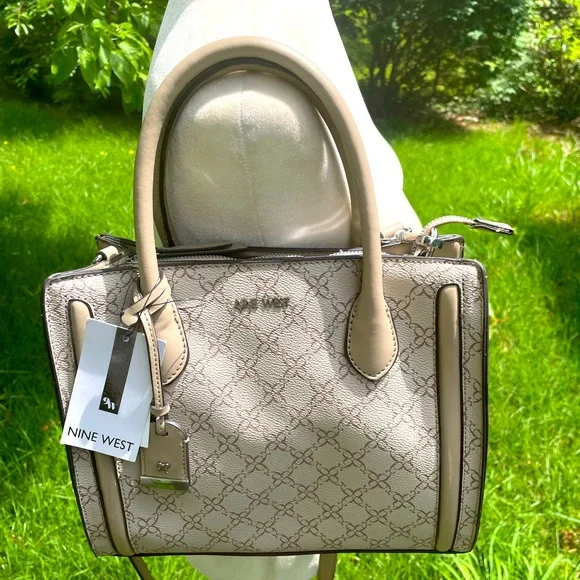 Nine West’s Mushroom Logo Satchel in Cream